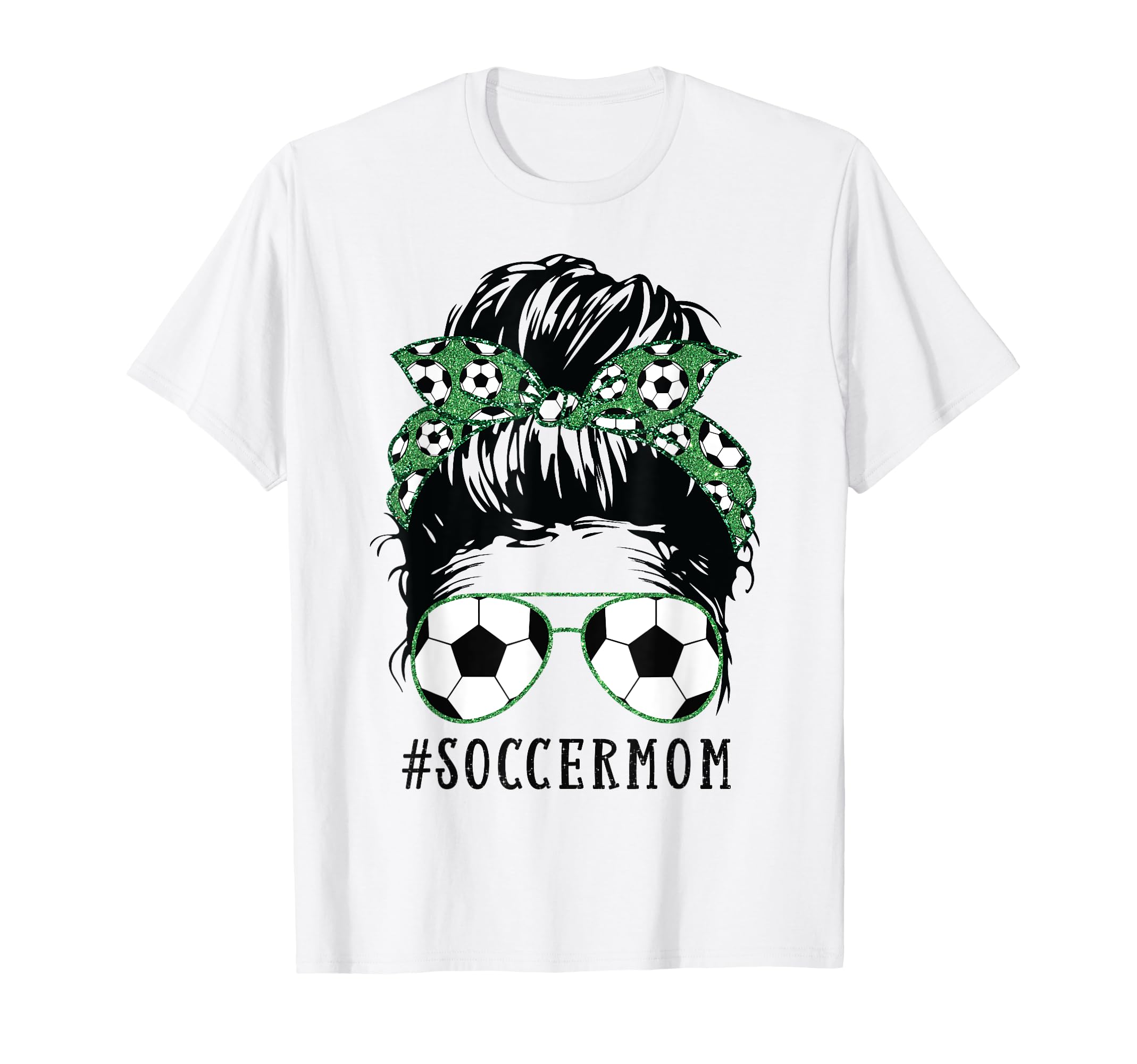 Soccer Mom Messy Bun Sports Momlife Sports T-Shirt - Unique Graphic Unisex