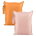 Tiny Twinkle Mess proof Waterproof Wet Dry Bag,2pk Reusable Wet Bags for Swimsuits&Baby Clothes,Leakproof Wet Bag,Waterproof Bag for Travel&Diaper bag,Wet Bags for Baby (Taupe, Dandelion)