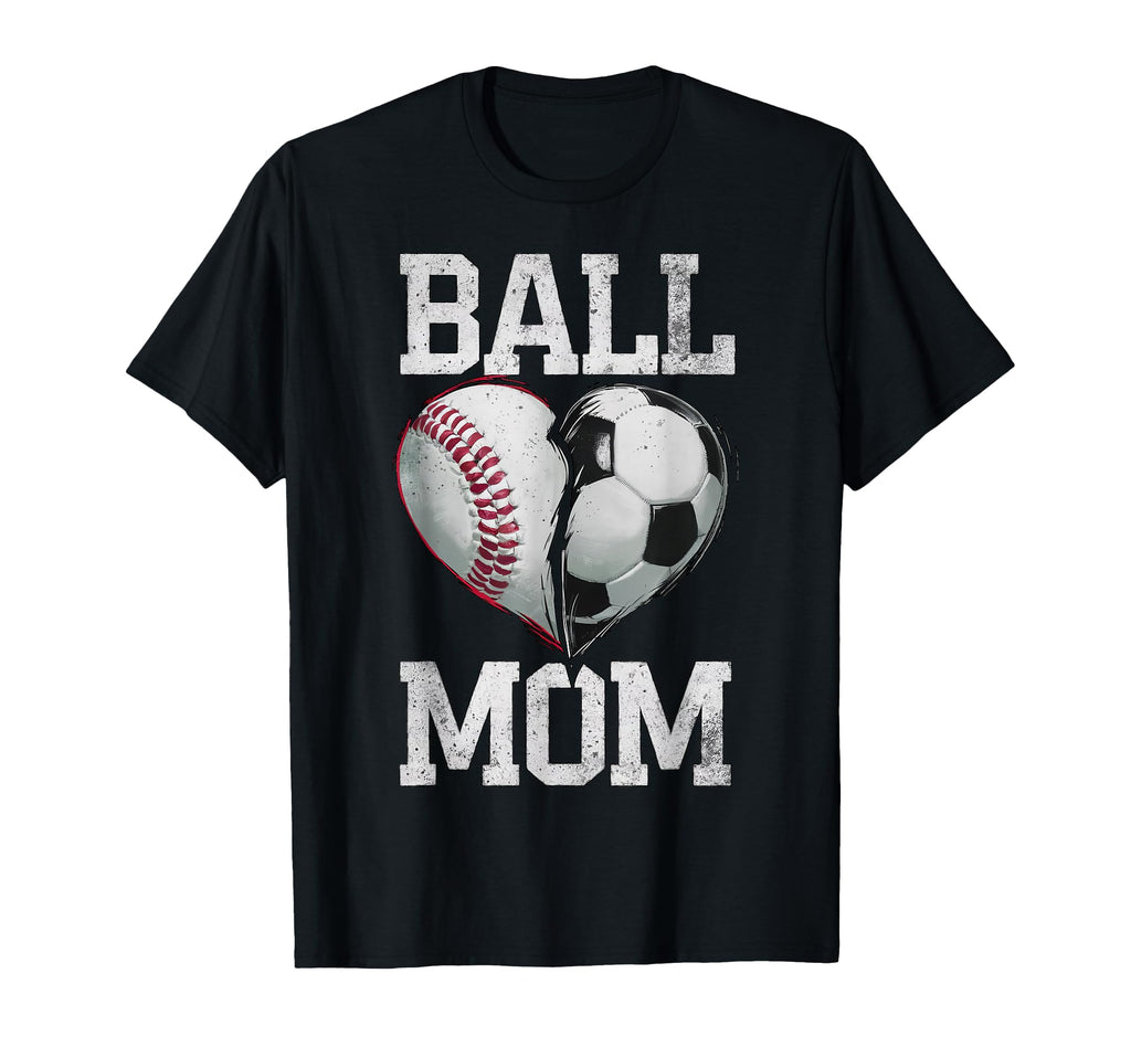 Ball Mom Soccer Baseball Sports Game T-Shirt - Graphic Print for Adults