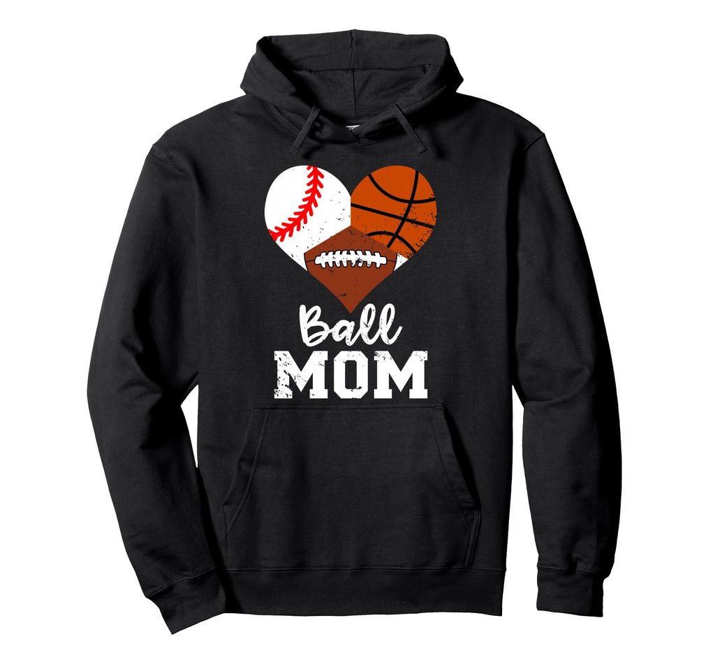 Ball Mom Funny Baseball Football Hoodie - Unique Graphic for Adults