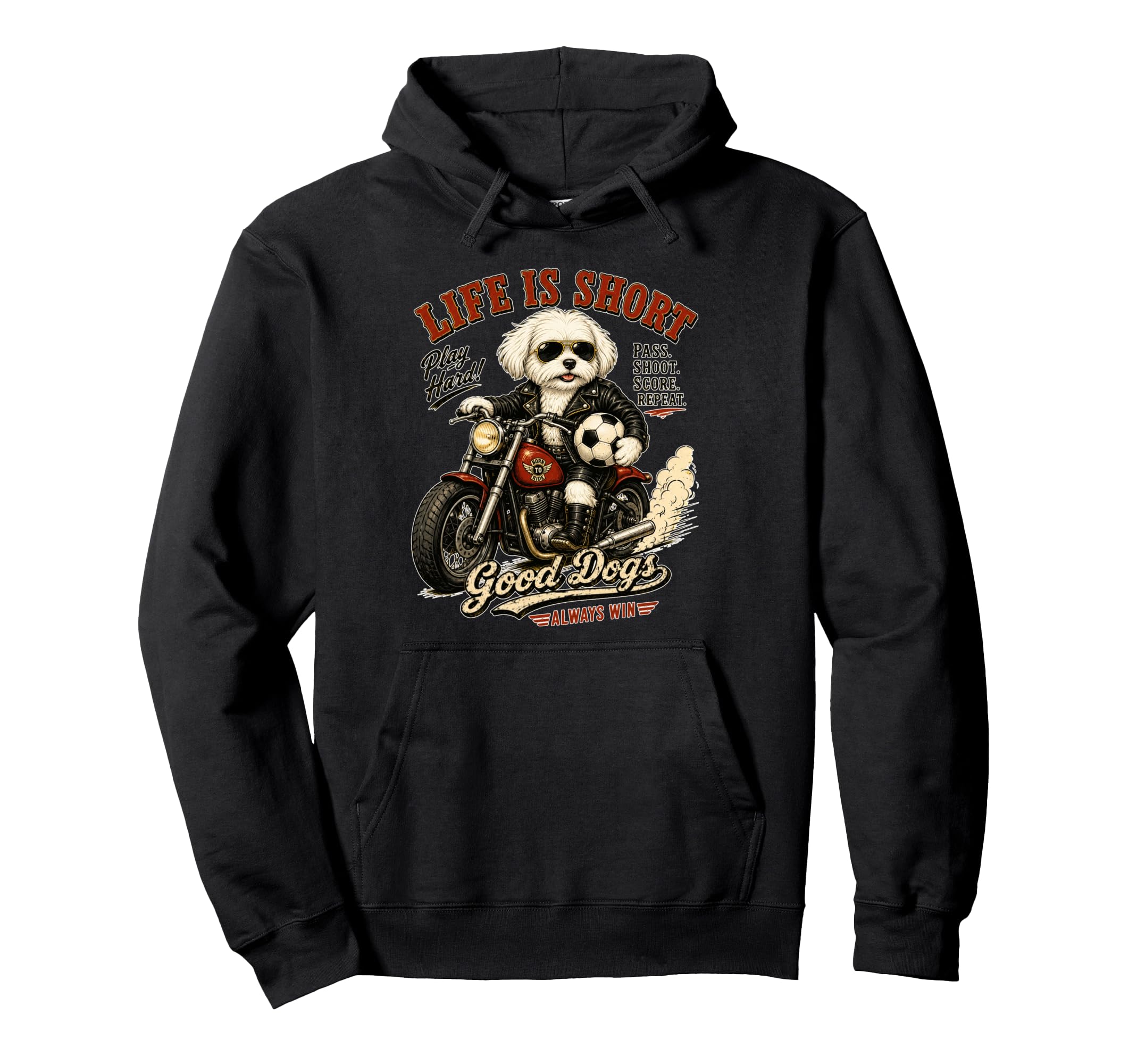 Maltese Motorbike Love Footbal Soccer Hoodie - Aesthetic Graphic Men Women