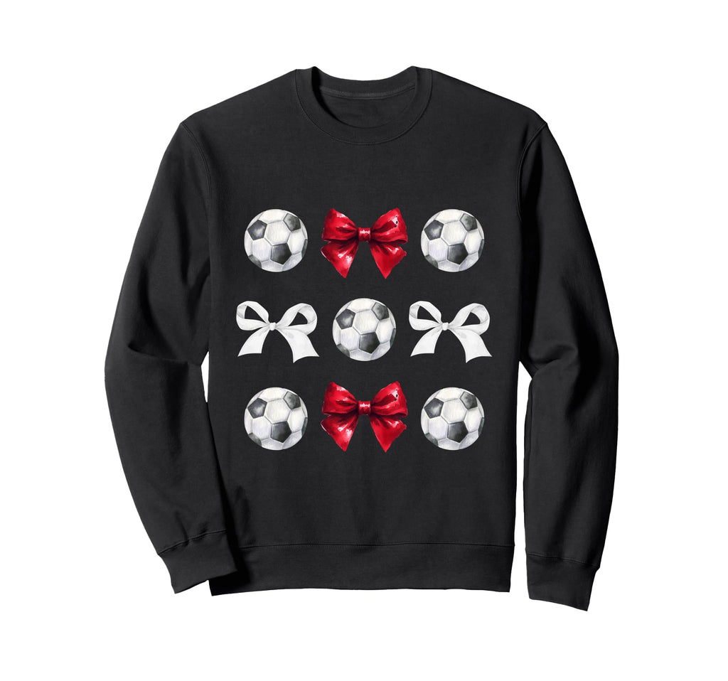 Soccer Balls Bows Womens Soccer Sweatshirt - Custom Art Print Unisex