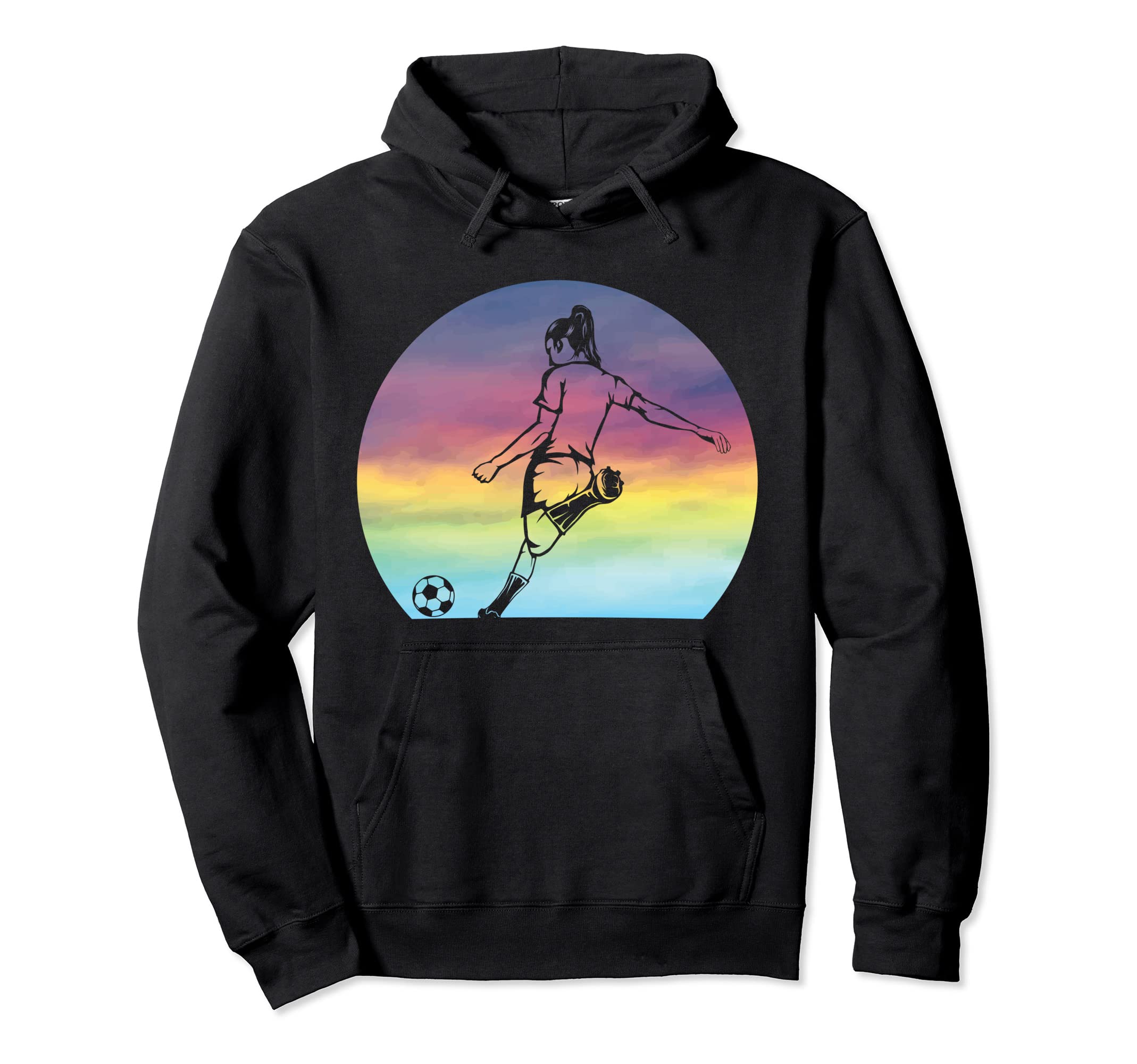 Womens Soccer Silhouette Sunset Soccer Hoodie - Trendy Graphic Unisex