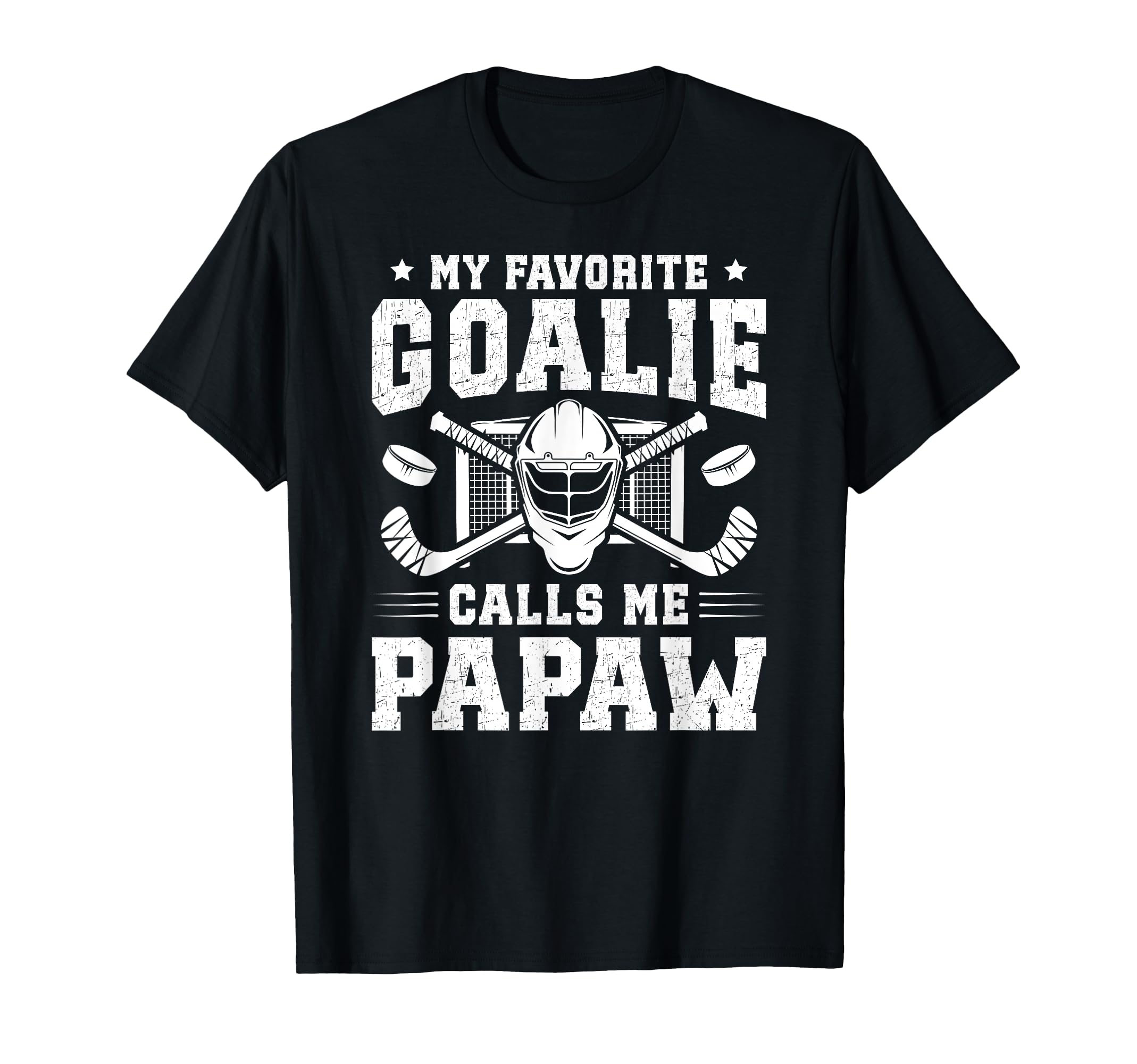 Proud Hockey Goalie Papaw Ice Hockey T-Shirt - Casual Everyday Wear Unisex
