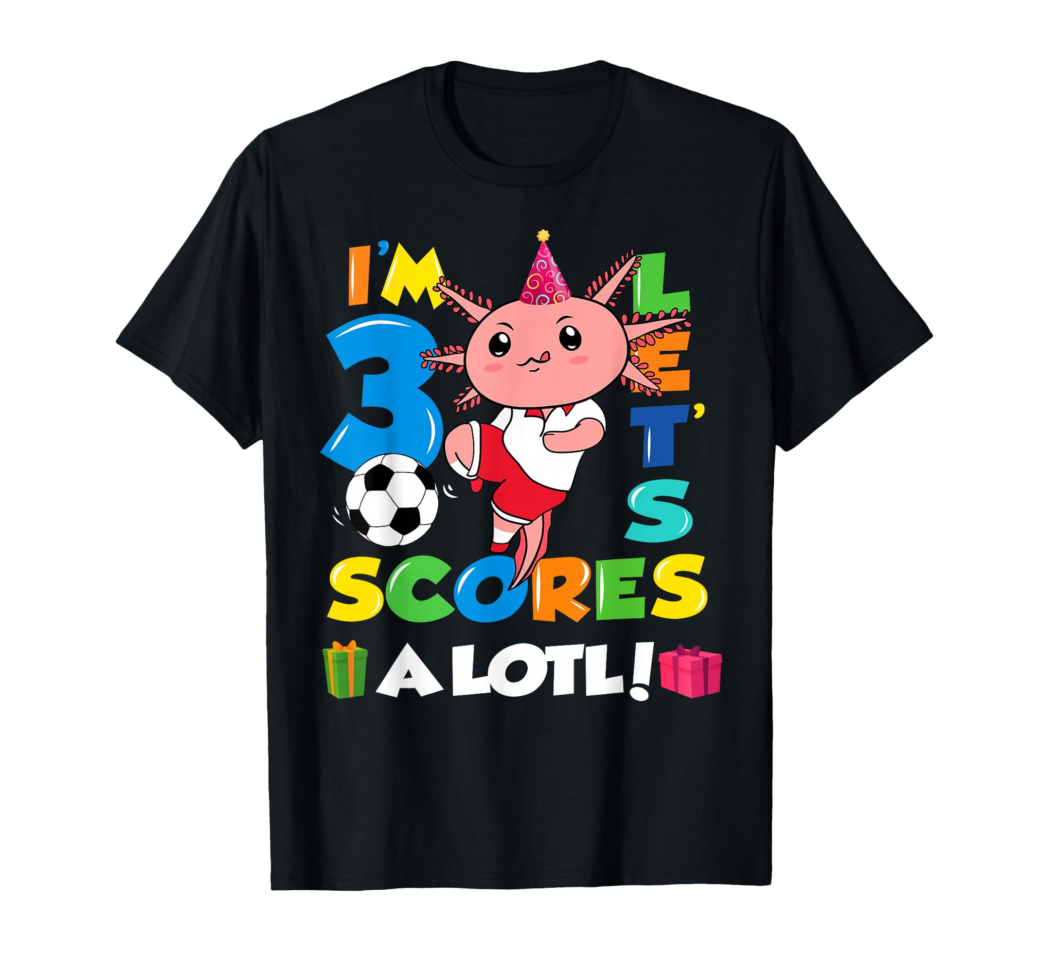 Axolotl Birthday 3 Years Soccer T-Shirt - Minimalist Print Men Women