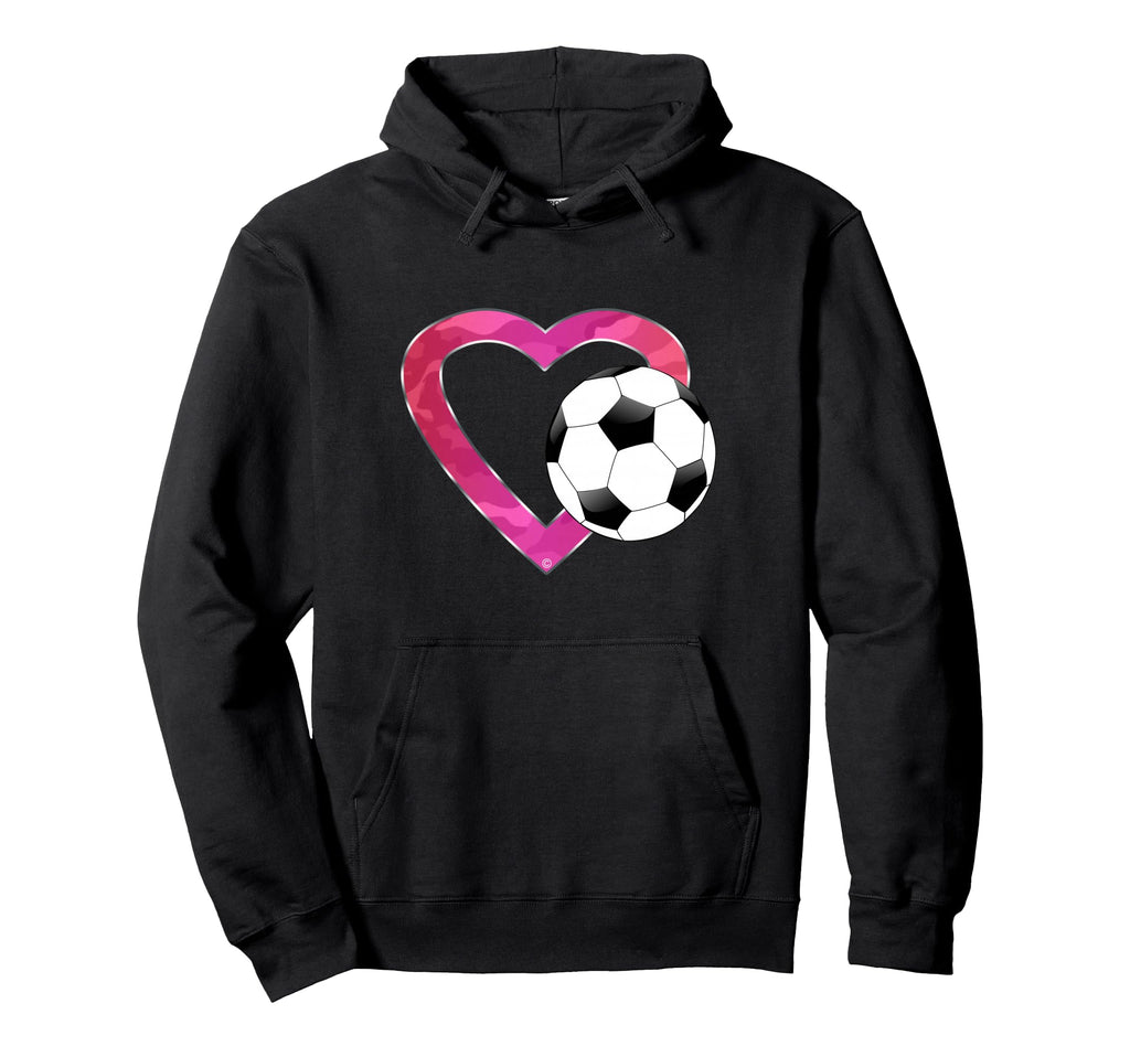 I Love Soccer Heart Ball Teens Hoodie - Fun Novelty Design Unisex