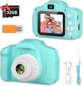 Kids Camera, HD Digital Video Camera, Childrens Toys for 3 4 5 6 7 8 9 Year Old Boys/Girls, Selfie Camera for Kids, Christmas Birthday Gifts with 32GB SD Card (Green)