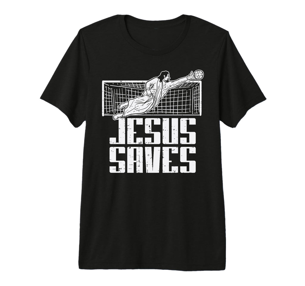 Jesus Saves Soccer Football Christian T-Shirt - Graphic Print for Adults