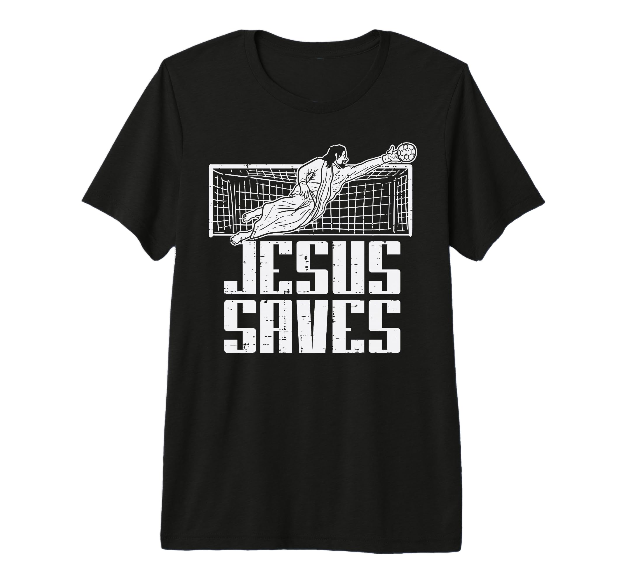 Jesus Saves Soccer Football Christian T-Shirt - Graphic Print for Adults