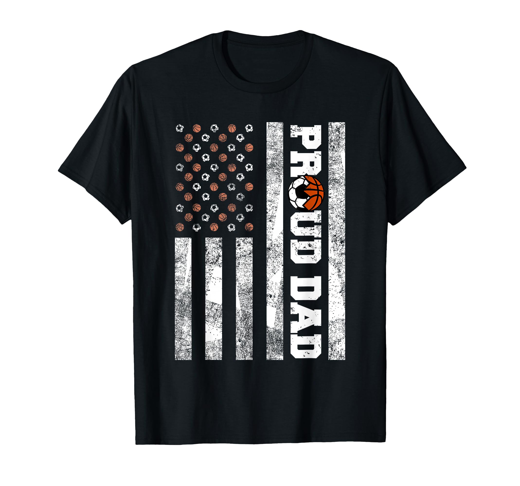 Proud Dad American Flag Funny Soccer T-Shirt - Unique Graphic Men Women