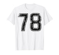 Black Sport Team Number 78 T-Shirt - Trendy Graphic Unisex