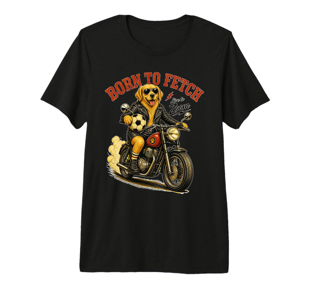 Golden Retriever Motorbike Love Footbal T-Shirt - Graphic Print Unisex