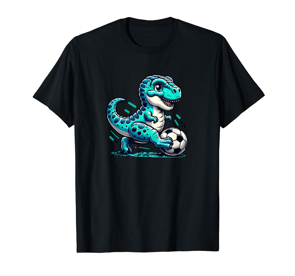 Funny T Rex Dinosaur Soccer Player T-Shirt - Novelty Apparel for Adults