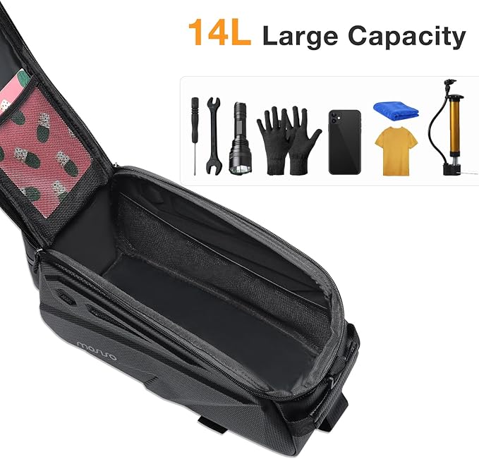 MOSISO Bike Rack Bag, Waterproof Bike Rear Rack Handbag Bicycle Trunk Bag, 14L EVA Mountain Bicycle Rear Seat Storage Saddle Pouch Cycling Luggage Pouch with Shoulder Strap, Yellow