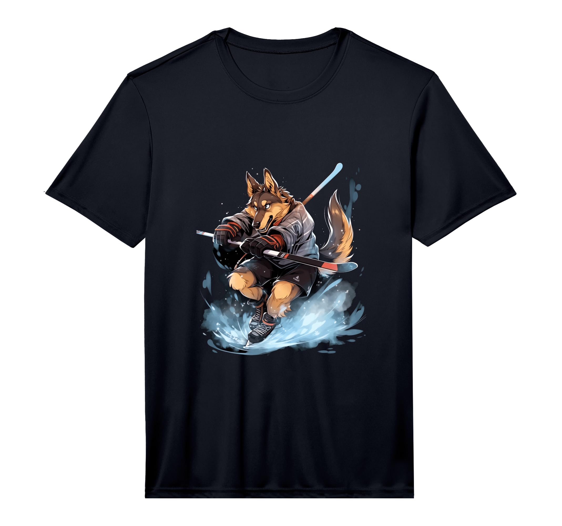 Hockey German Shepherd Ice Hockey T-Shirt - Custom Art Print for Adults