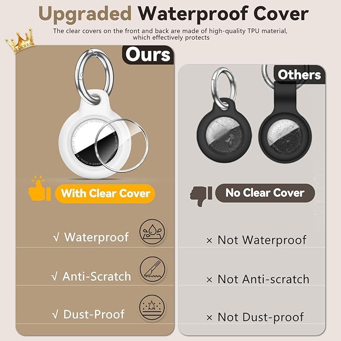 Upgrade Waterproof 2 Pack Airtags Holder with Apple Airtags Keychain, Hard PC Air Tag Case, Anti-Scratch & Shock Air tag Holder, Men's Women's Keyrings & Keychains - Black+White