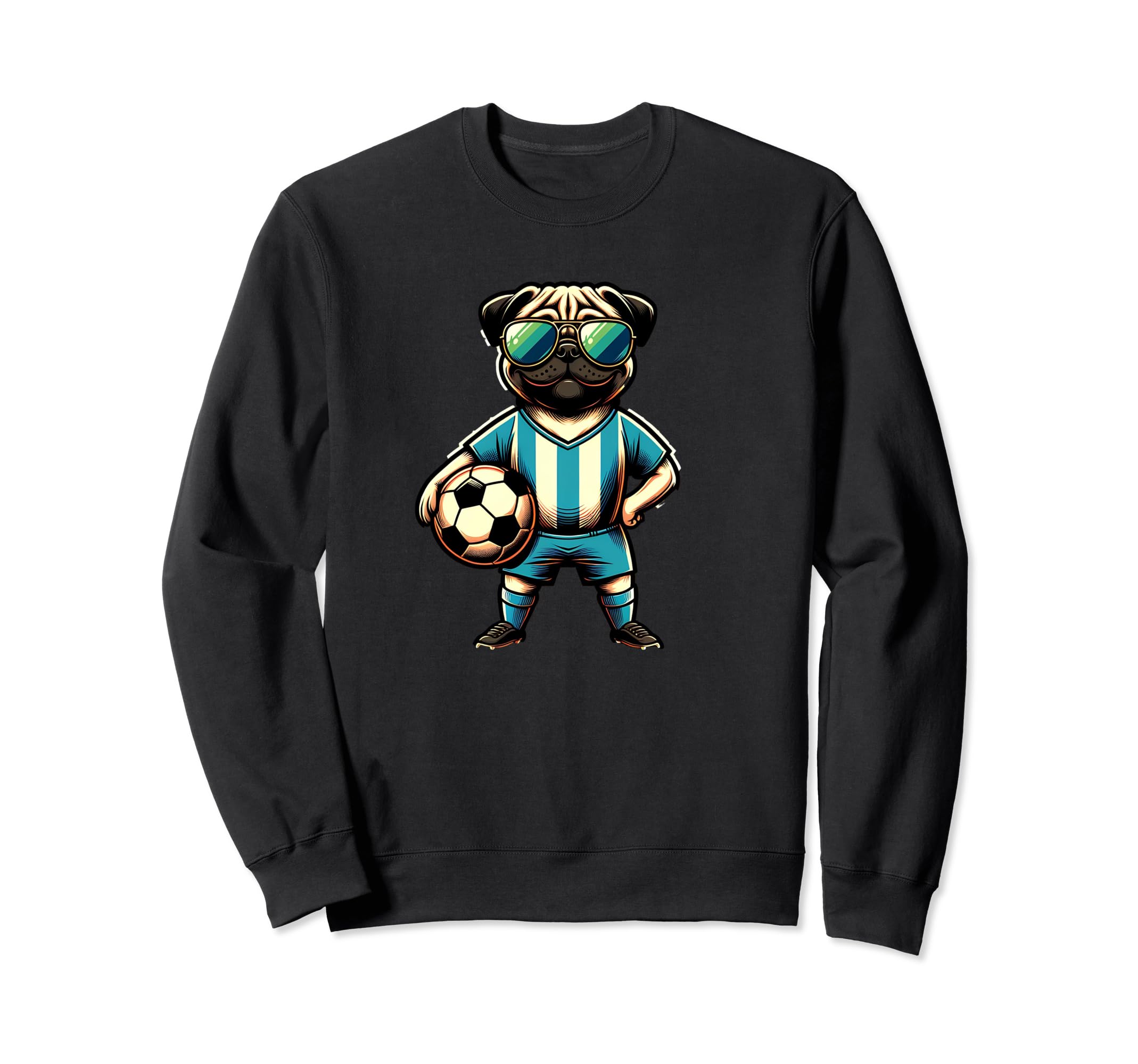 Pug Dog Soccer Player Ball Champion Fan Sweatshirt - Novelty Apparel Unisex