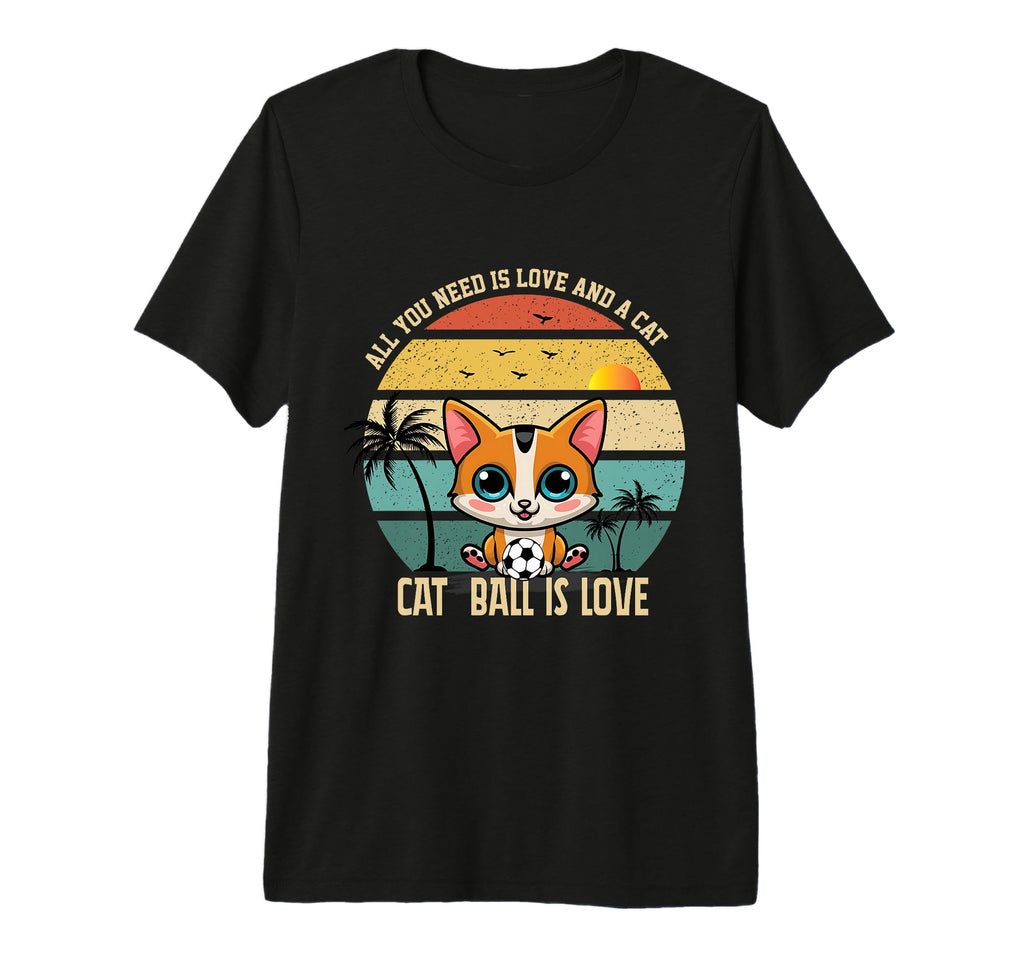 Cat Ball Is Love Soccer Ball Soccer T-Shirt - Trendy Graphic for Adults