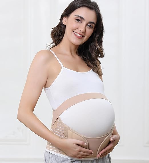 NeoTech Care Pregnancy Support Maternity Belt, Waist/Back/Abdomen Band, Belly Brace (Size L, Beige Color)