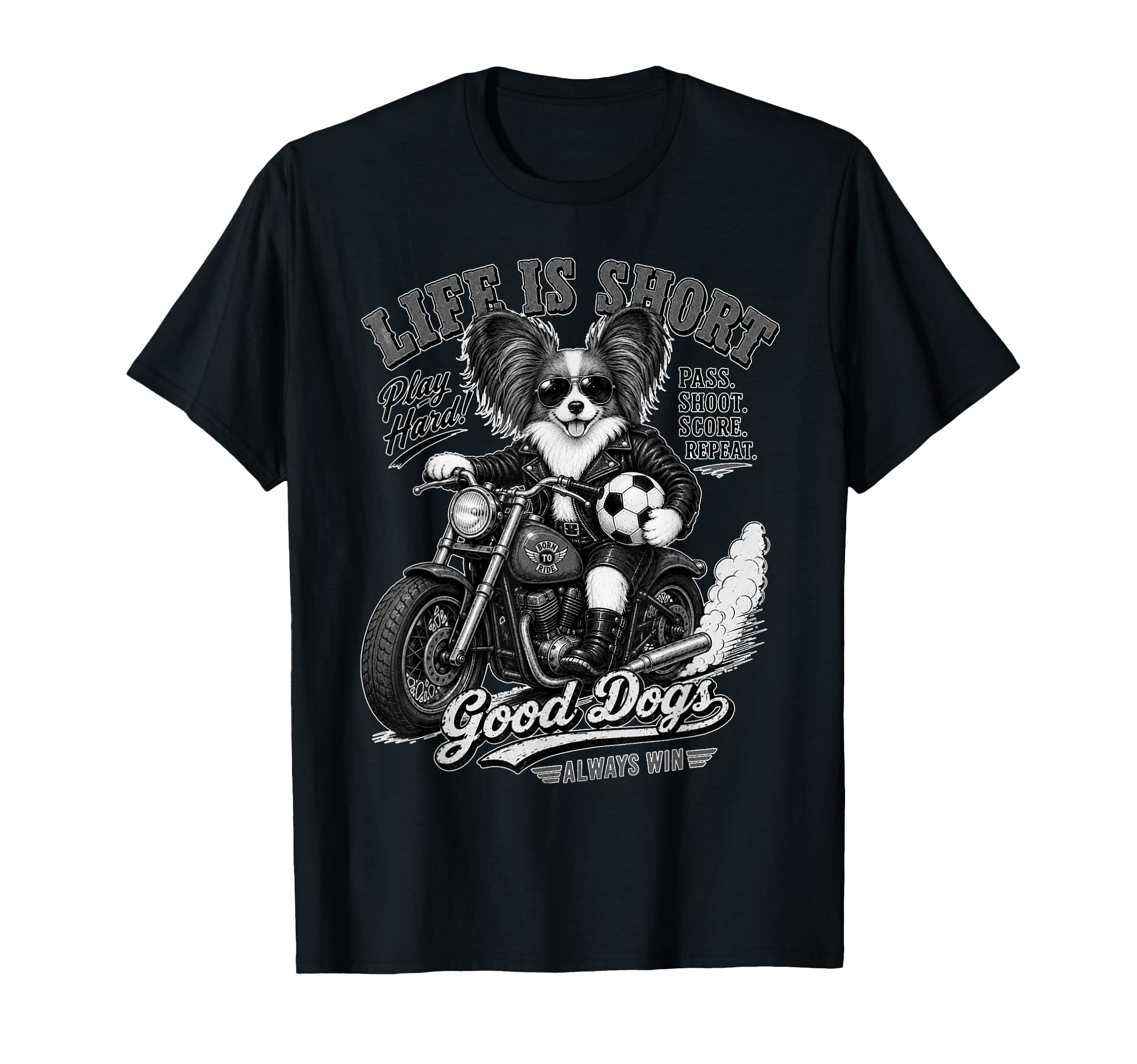 Papillon Motorbike Love Footbal T-Shirt - Minimalist Print Men Women