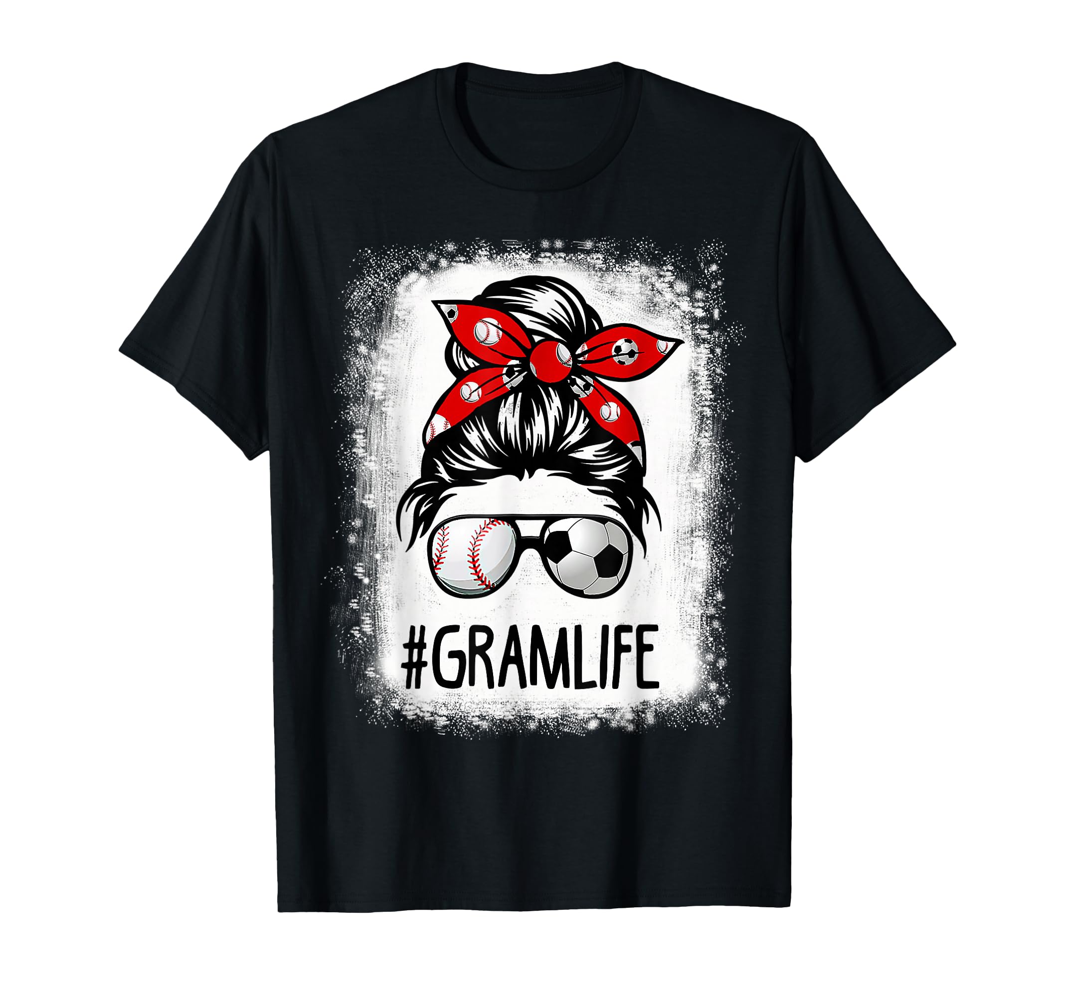 Bleached Gram Life Soccer Messy Bun T-Shirt - Unique Graphic for Adults