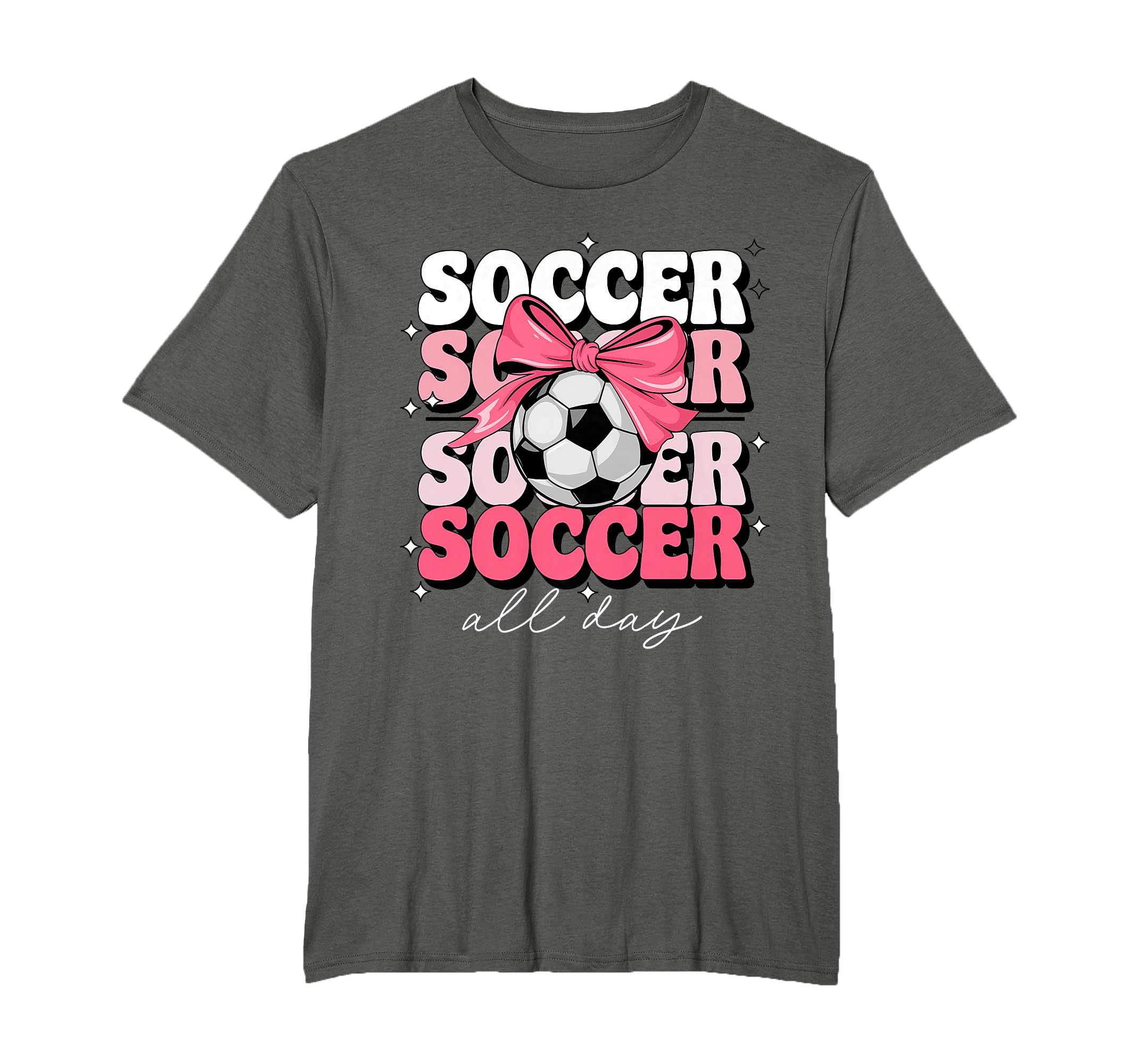 Groovy Soccer Coquette Bow Soccer T-Shirt - Casual Everyday Wear Men Women