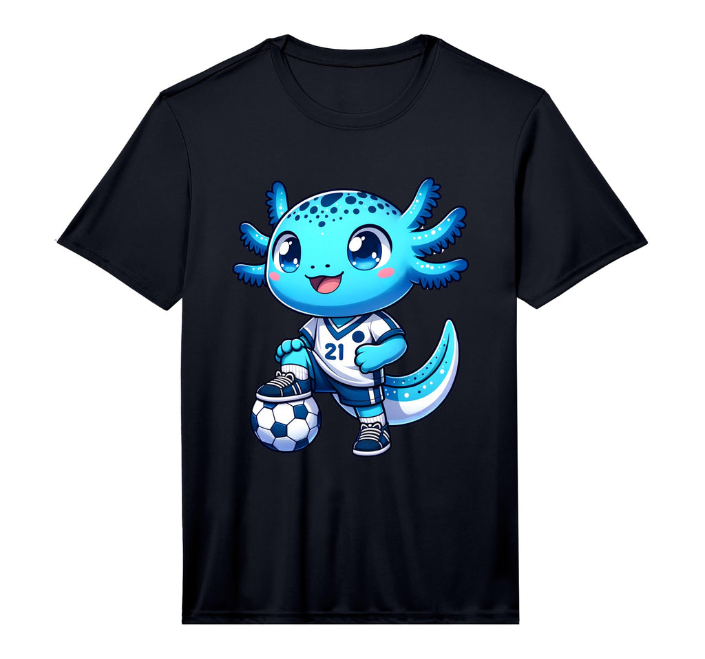 Funny Axolotl Soccer Player Performance T-Shirt - Unique Graphic Unisex