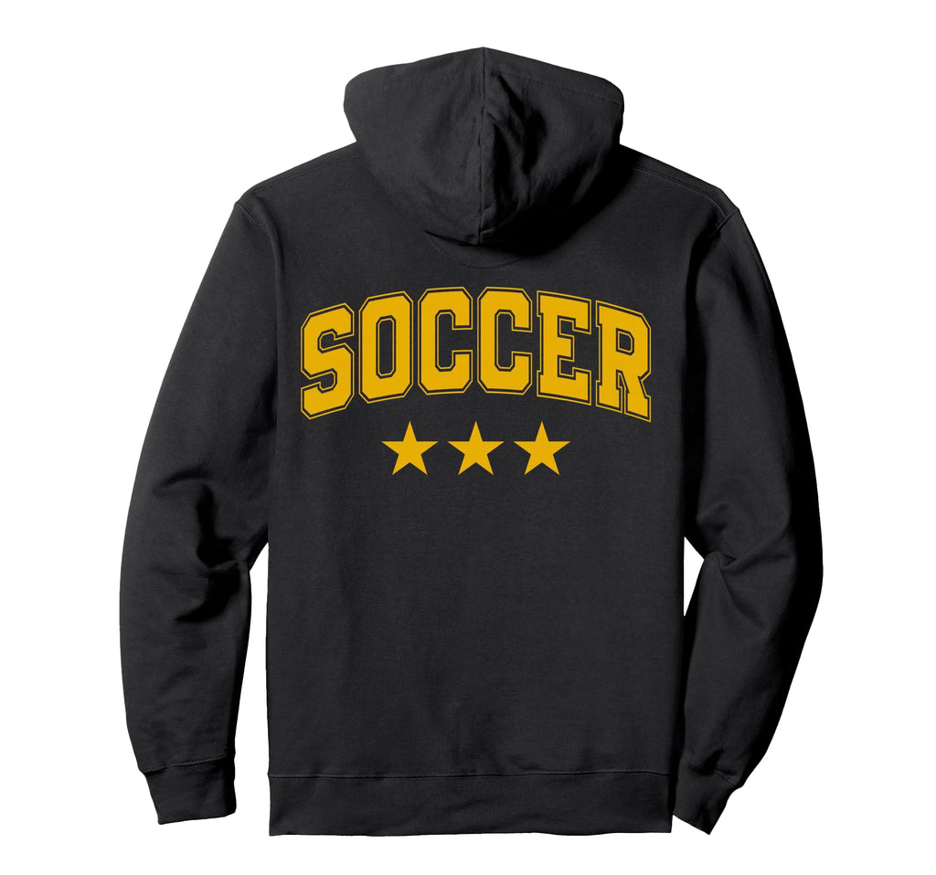 Soccer All Yellow Stars Text Hoodie - Unique Graphic for Adults
