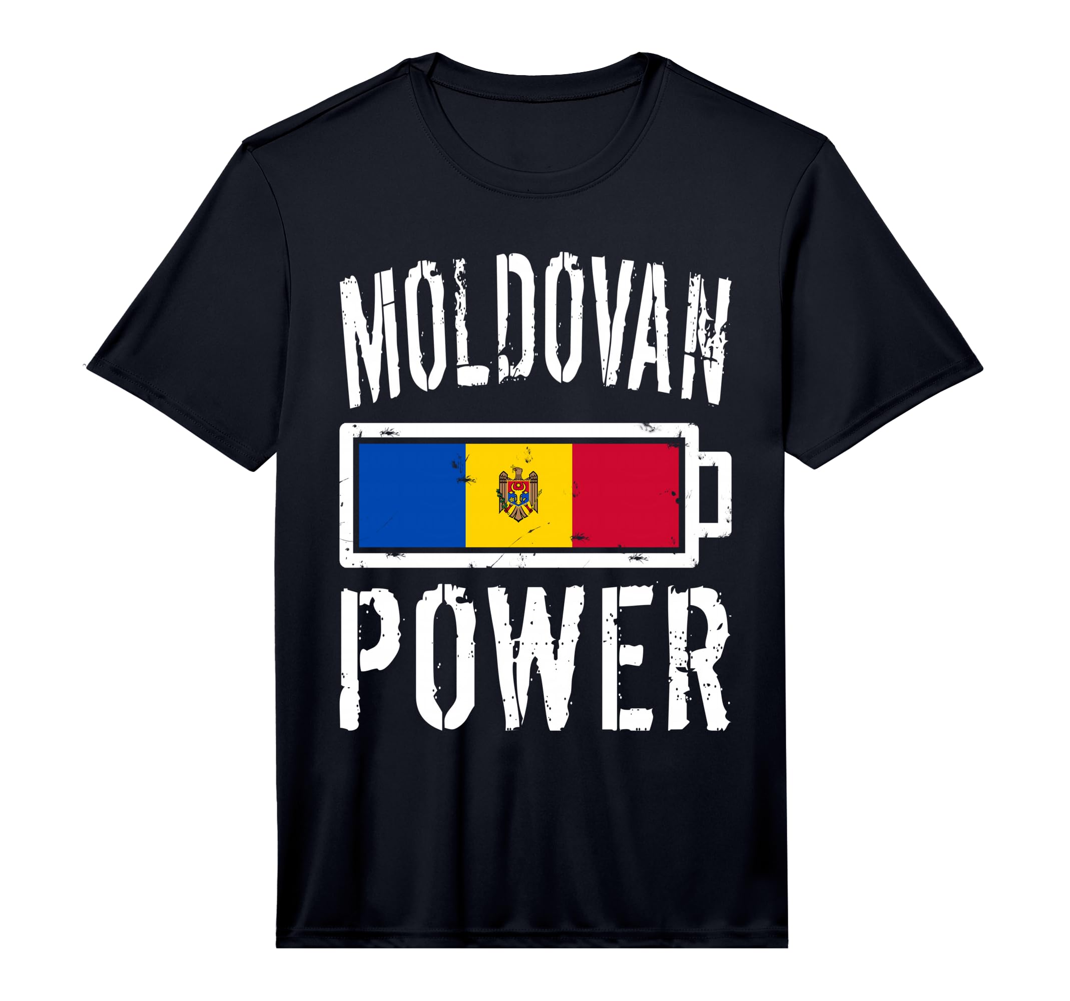 Moldova Flag Moldovan Power Battery T-Shirt - Casual Everyday Wear Unisex