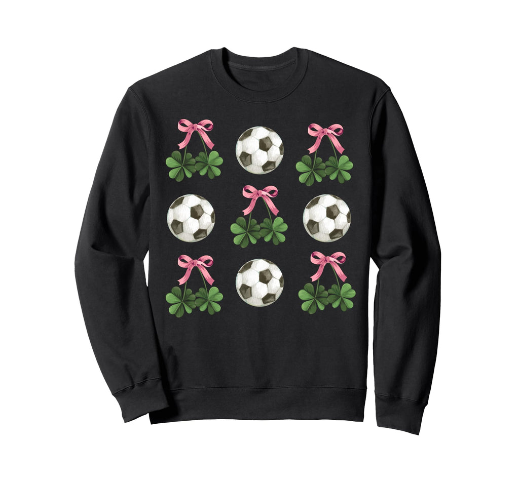 Coquette Bow Soccer And Shamrock St Sweatshirt - Novelty Apparel Unisex