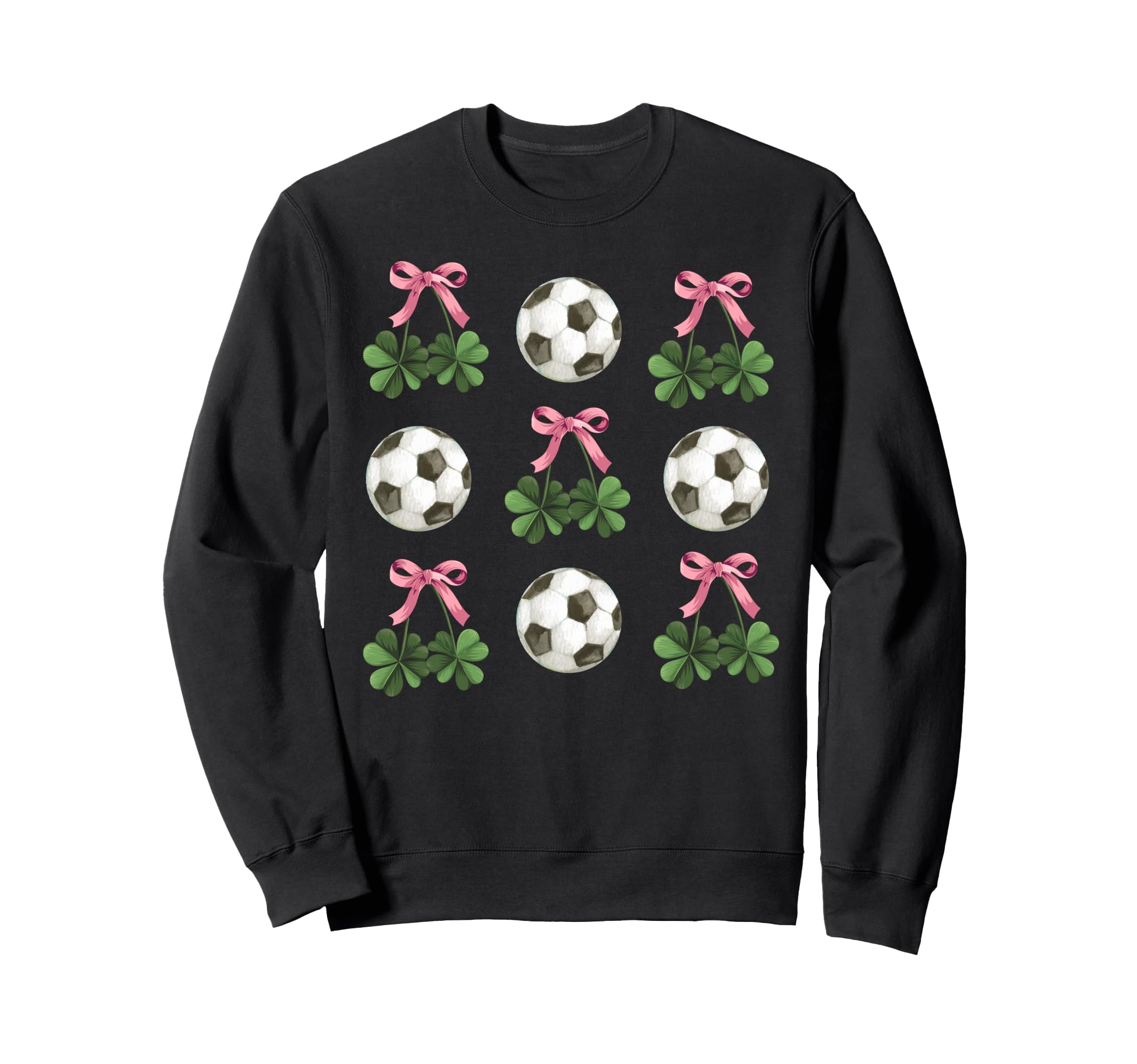 Coquette Bow Soccer And Shamrock St Sweatshirt - Novelty Apparel Unisex