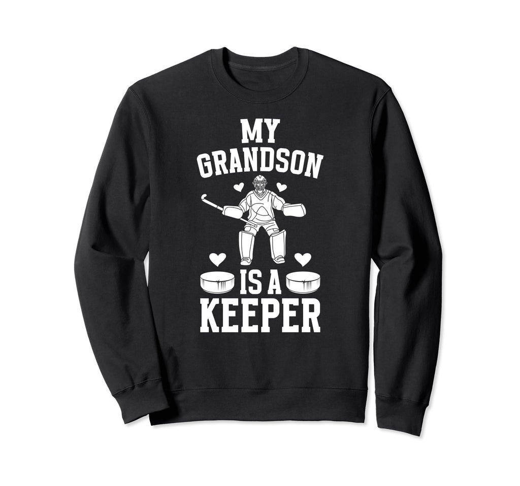 My Grandson Hockey Keeper Grandma Sweatshirt - Graphic Print for Adults