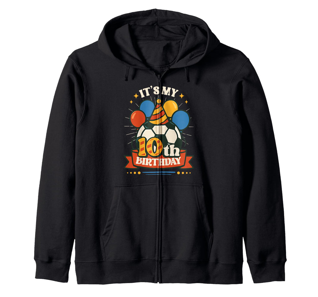 10Th Birthday Soccer Birthday Party Hoodie - Minimalist Print Unisex
