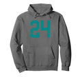 Distressed Teal Number 24 Jersey Hoodie - Streetwear Style for Adults