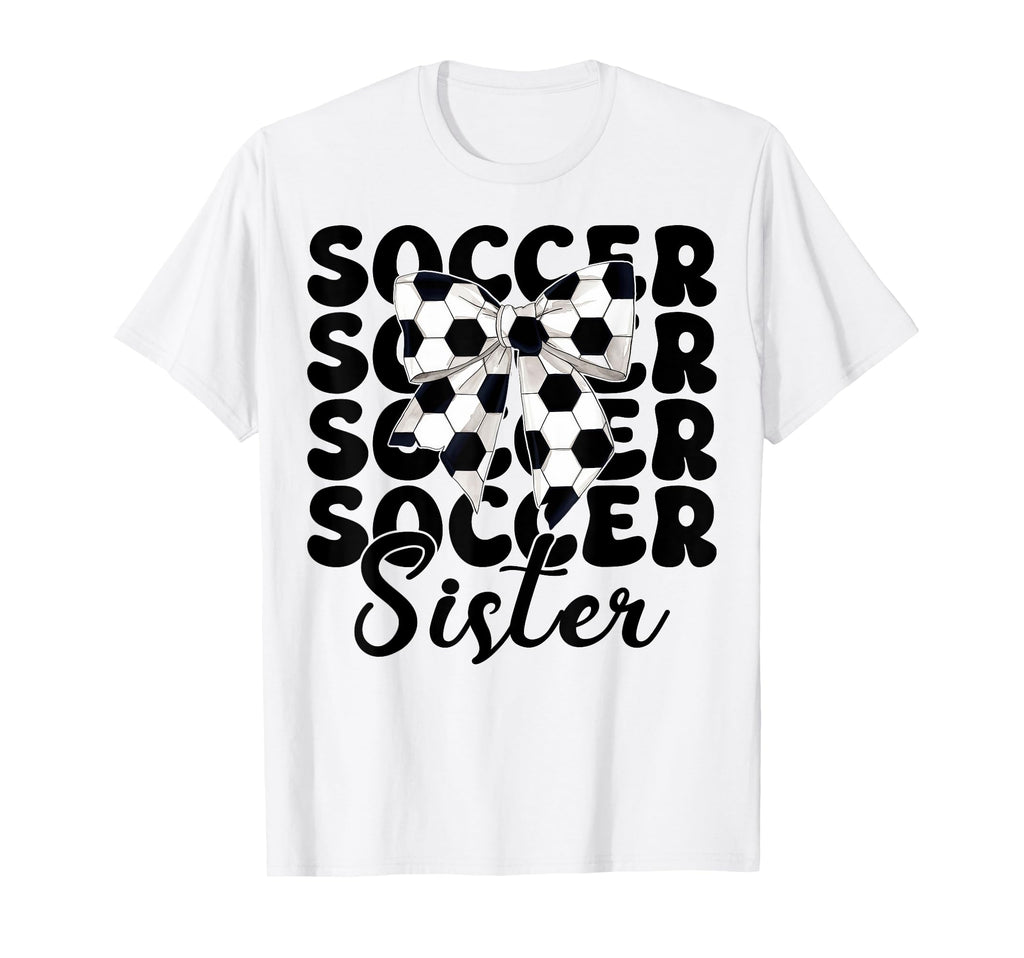 Soccer Sister Soccer Sis Coquette Bow T-Shirt - Novelty Apparel for Adults
