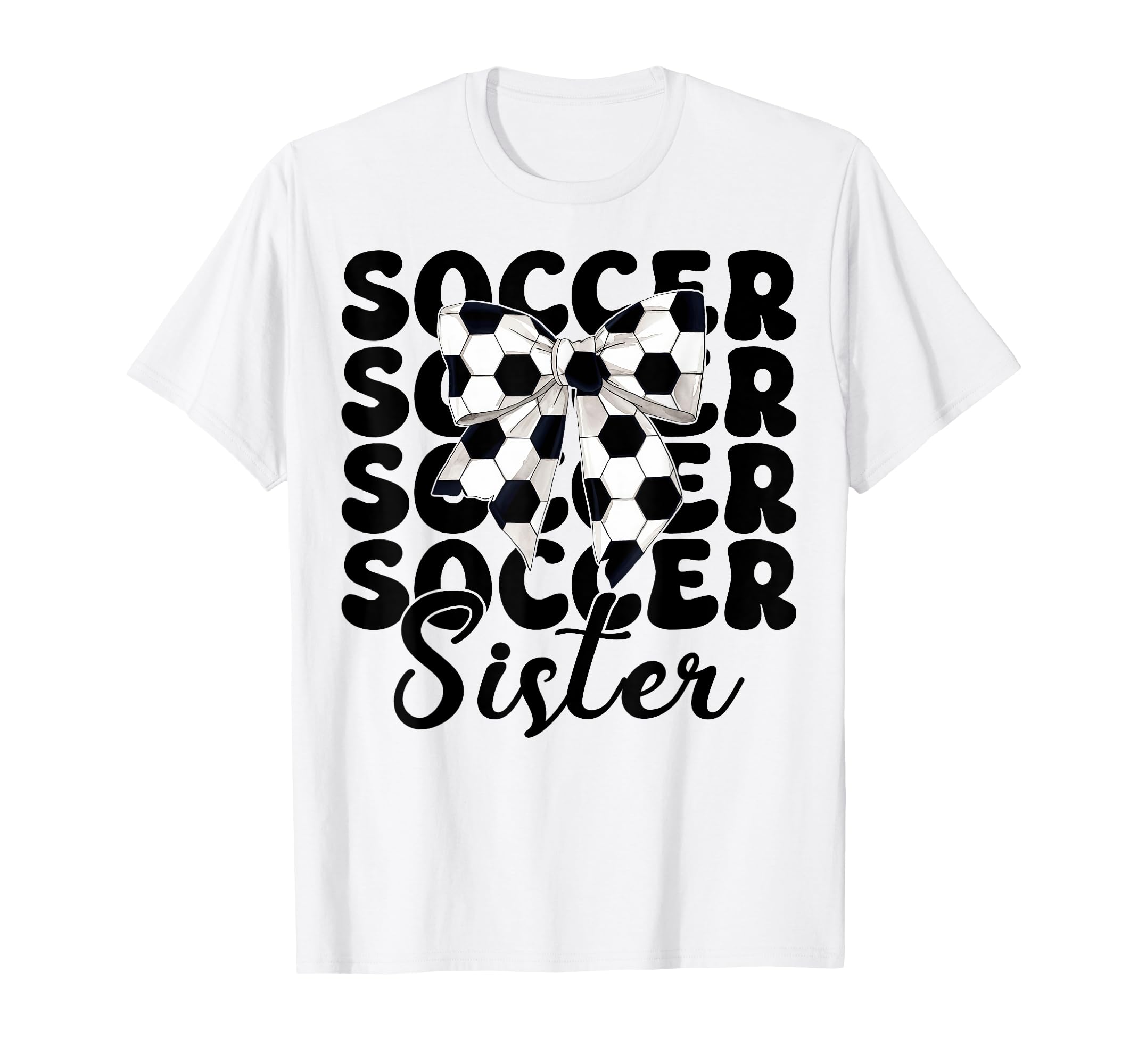 Soccer Sister Soccer Sis Coquette Bow T-Shirt - Novelty Apparel for Adults
