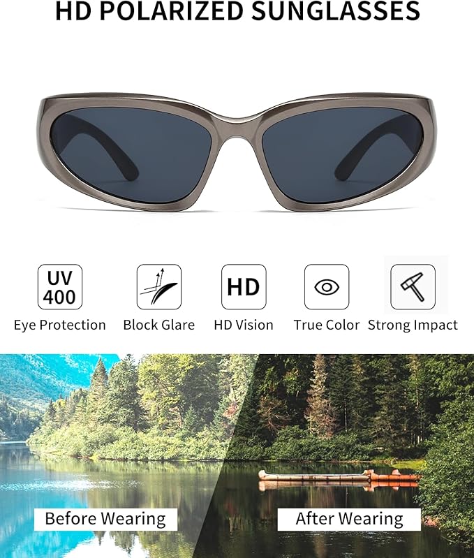 SOAR&EAGLE Y2K 3Pack Polarized sunglasses Wrap Around Men's Women's sunglasses Fashion Sport Shades Sun Glasses