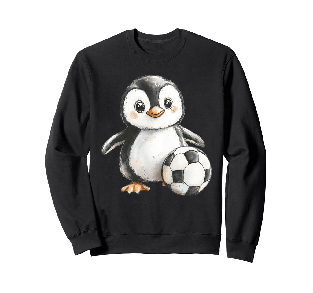 Adorable Penguin Soccer Player Sweatshirt - Graphic Print Men Women