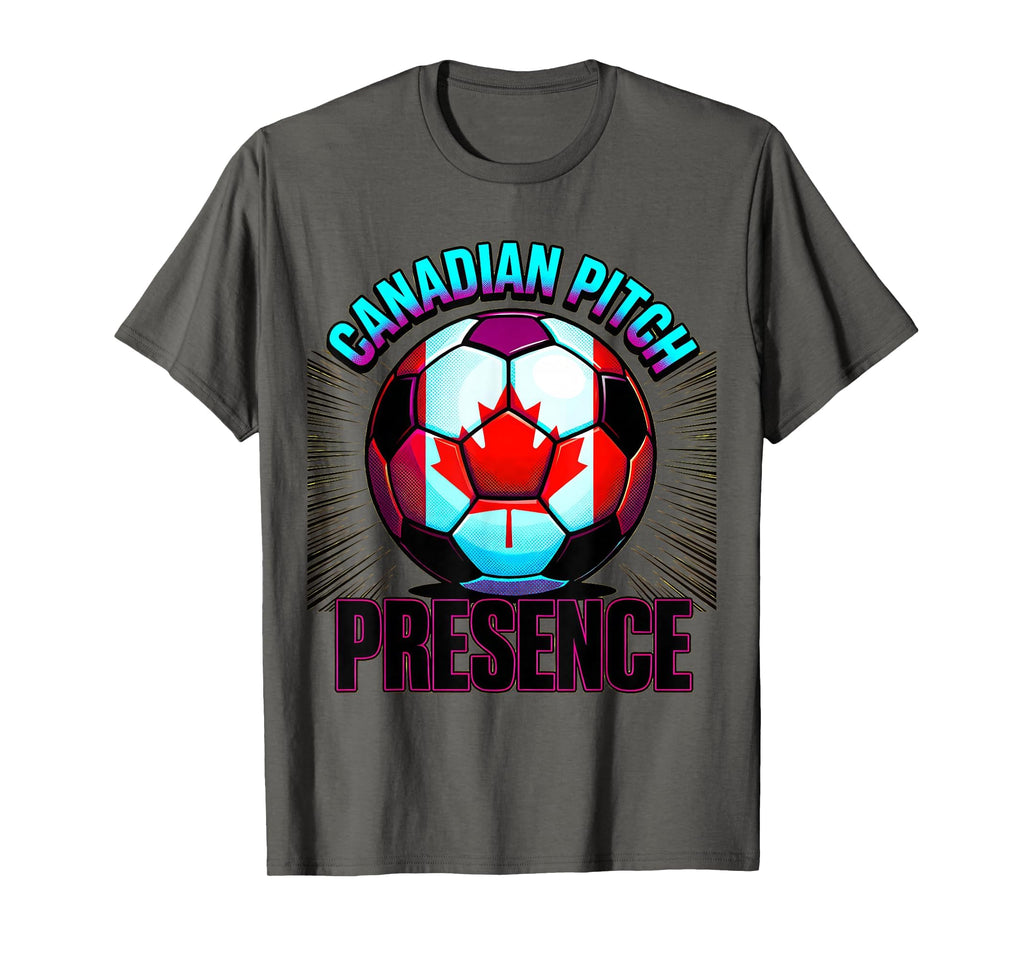Canadian Pitch Presence Soccer Ball T-Shirt - Trendy Graphic for Adults