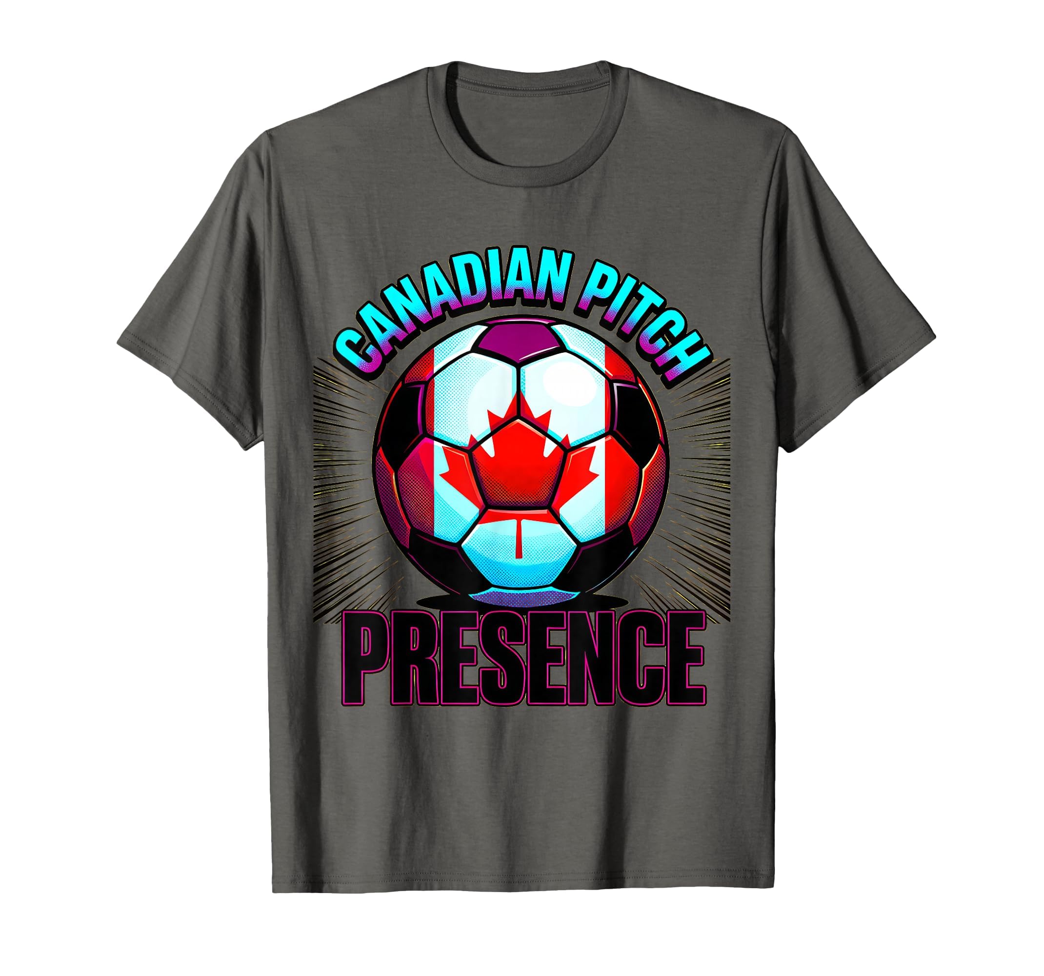 Canadian Pitch Presence Soccer Ball T-Shirt - Trendy Graphic for Adults
