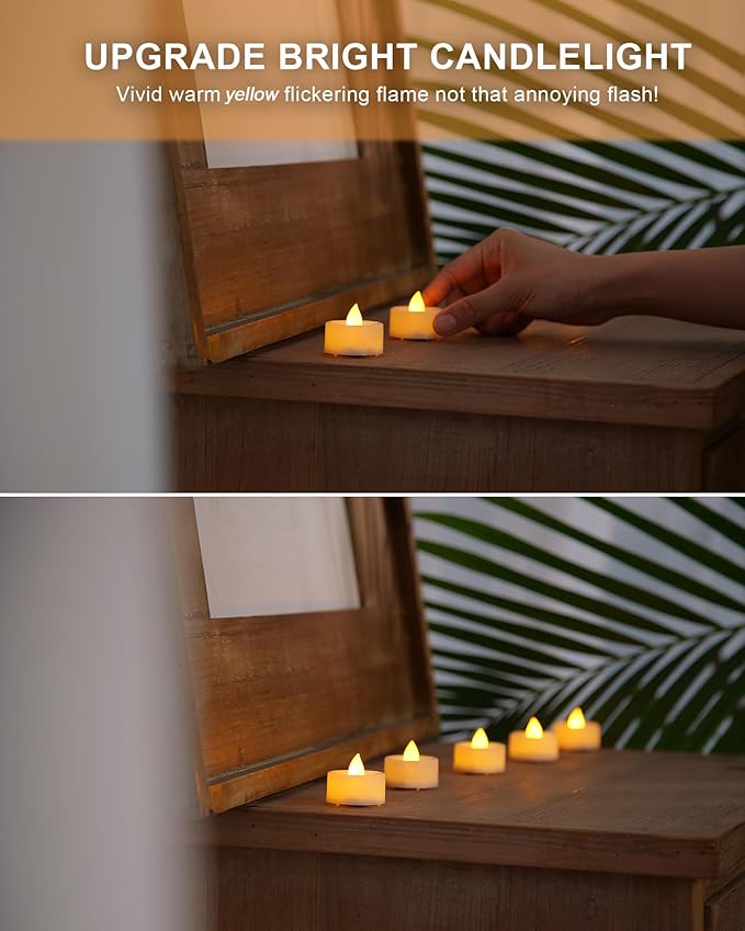 BEICHI Flameless Candles, 12Pack Battery Operated Candles, LED Tea Lights Candles Battery Operated, Flickering Fake Candles for Wedding Halloween Christmas Diwali- Warm Yellow