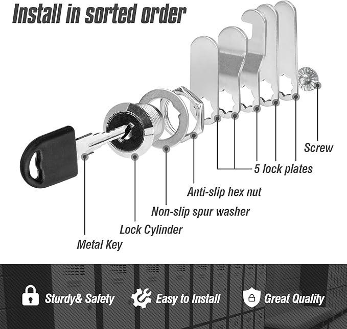 Zoofen 4 Pcs Cabinet Locks with Keys 5/8" Long Cam Locks Keyed Different Rustproof Mailbox Locks,RV Locks,Drawer Locks Fits on 3/8" Max Panel Thickness