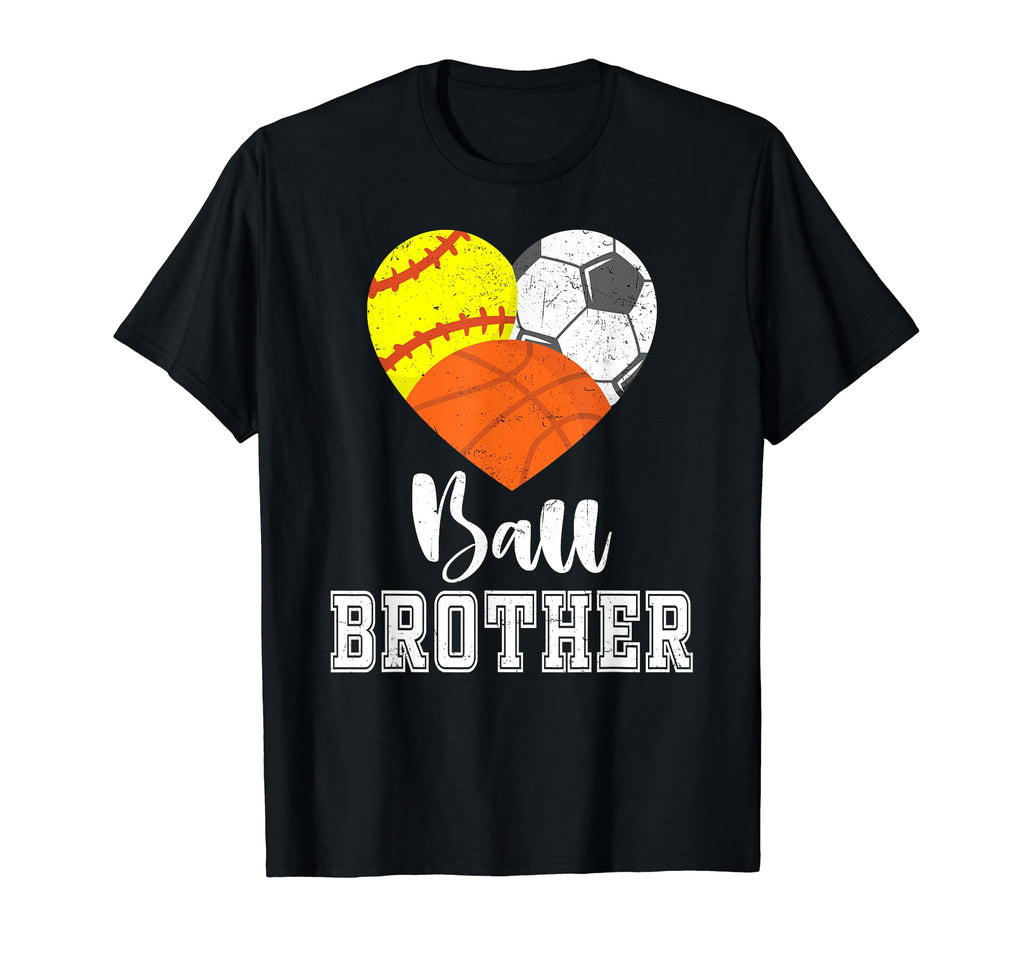 Ball Brother Heart Softball Soccer T-Shirt - Aesthetic Graphic Men Women