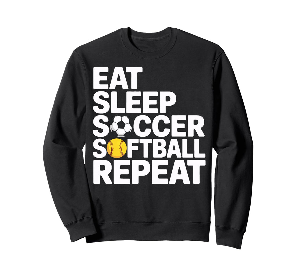 Soccer Softball Repeat Eat Sleep Sweatshirt - Minimalist Print Men Women