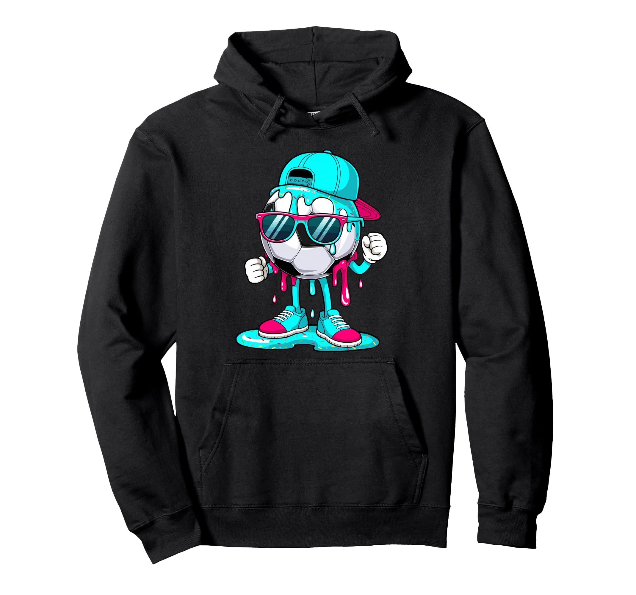 Funny Dripping Soccer Sunglasses Soccer Hoodie - Fun Novelty Design Unisex