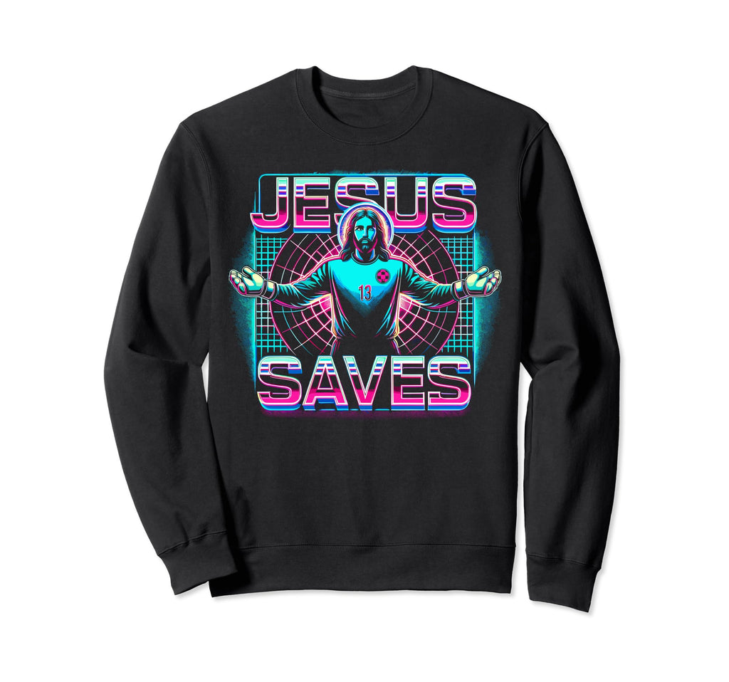 80S Vaporwave Jesus Saves Sweatshirt - Casual Everyday Wear Men Women