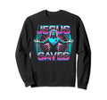 80S Vaporwave Jesus Saves Sweatshirt - Casual Everyday Wear Men Women