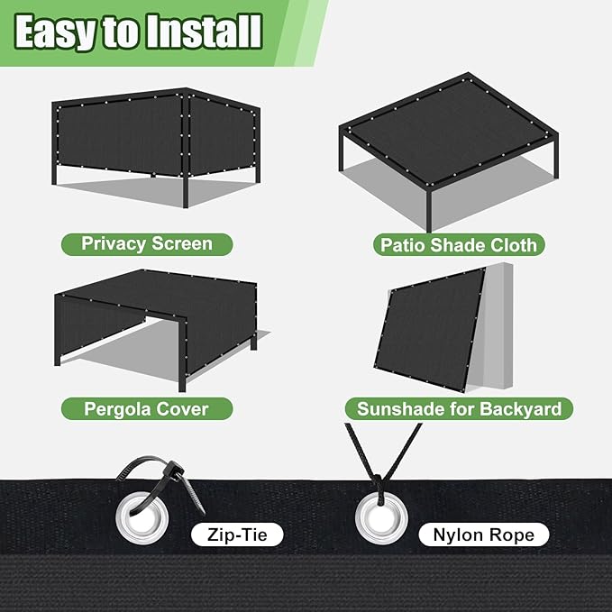 Outdoor 90% Sun Shade Cloth with Grommets, 5 X 11 FT Pergola Shade Cover for Garden Patio Carport Kennel Swimming Pool, Dark Grey (We Make Custom Size)