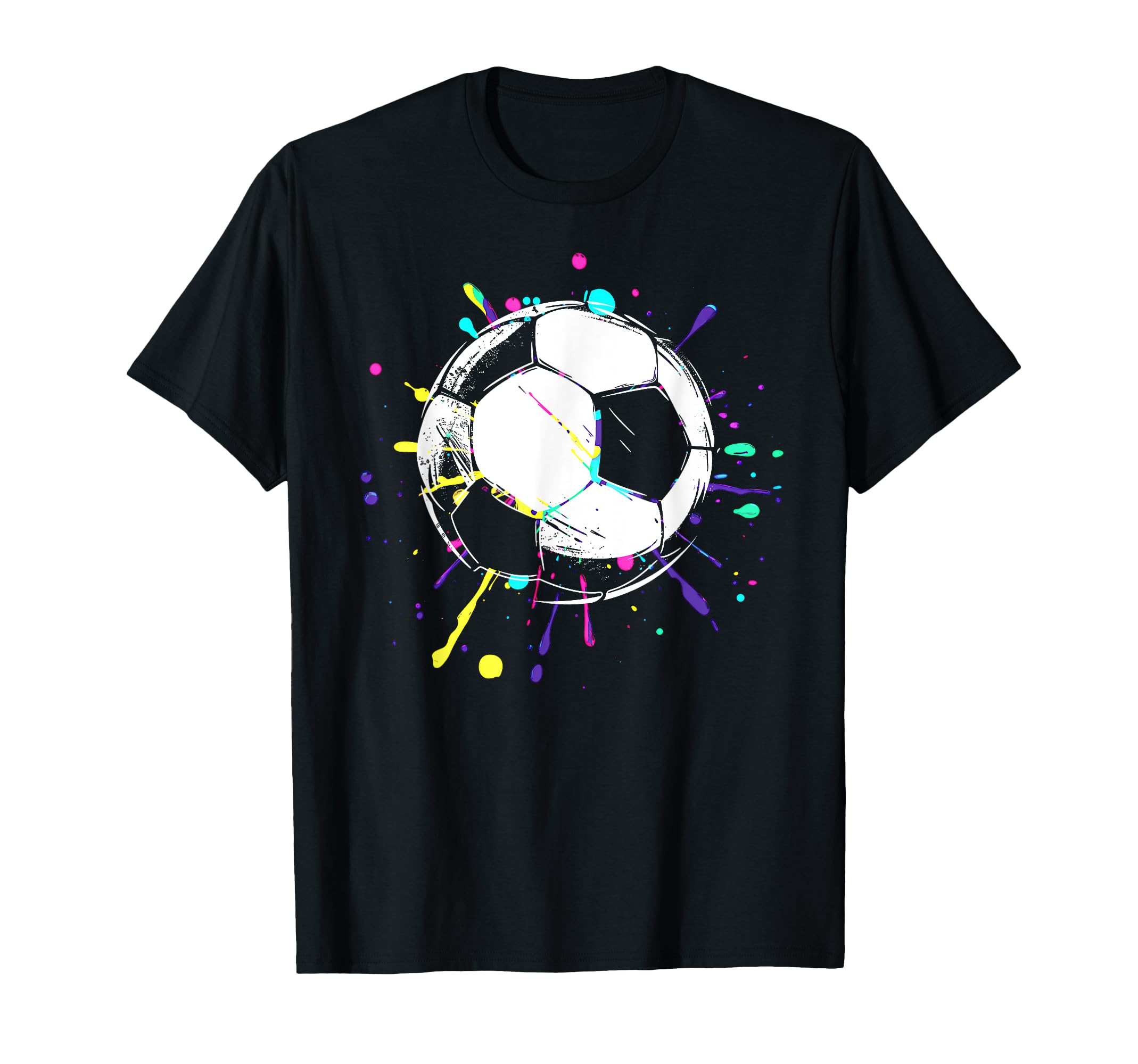 Soccer Ball Colorful Paint Splatter T-Shirt - Minimalist Print Men Women