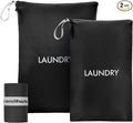Travel Laundry Bag (2 Pcs - Large + Small) - Foldable Waterproof Washable Wet Dry Bag for Gym, Swimming, Yoga, and Workout Perfect for Dirty Clothes, Bathing Suits, Travel Accessories Black